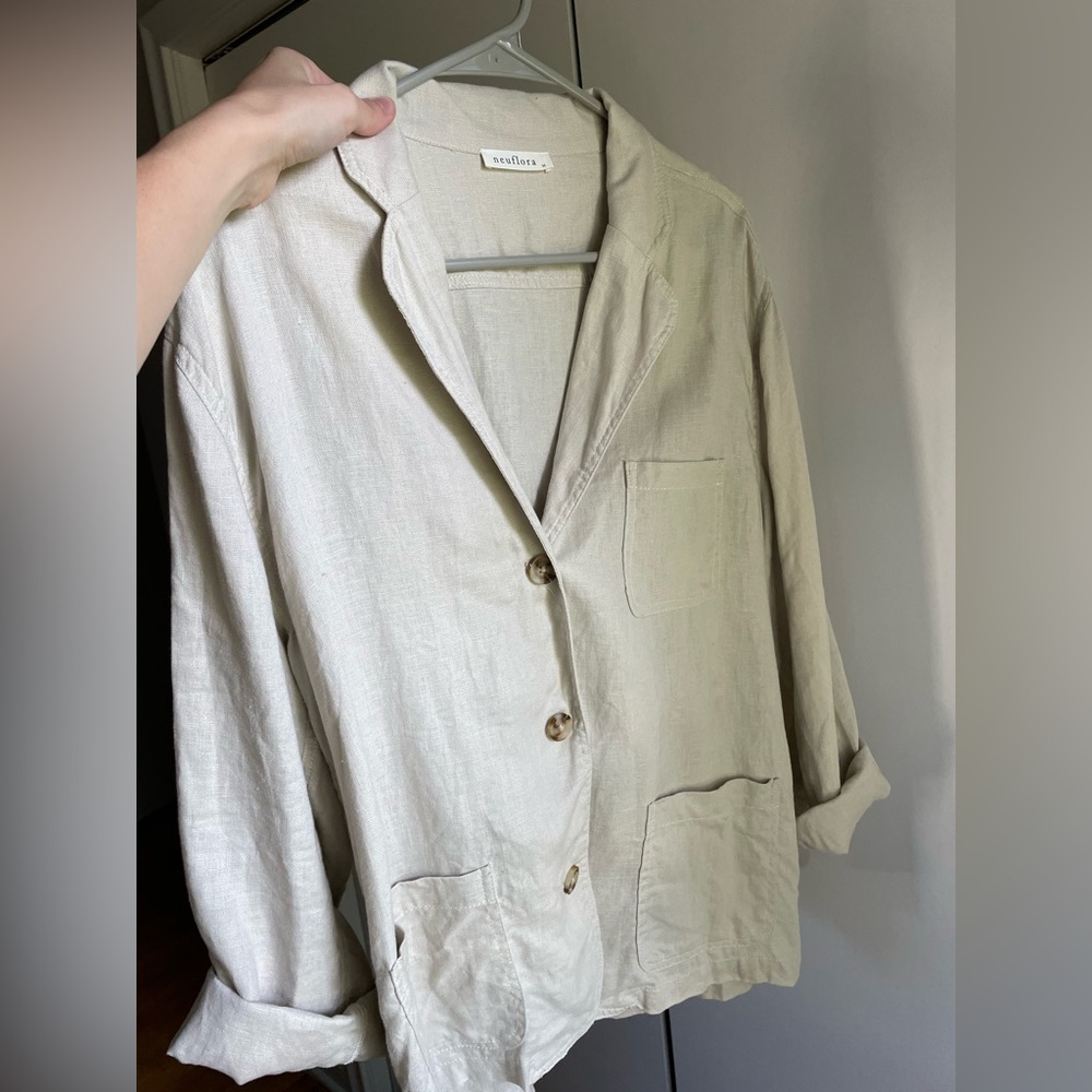 Neuflora Women's Beige Linen Blazer